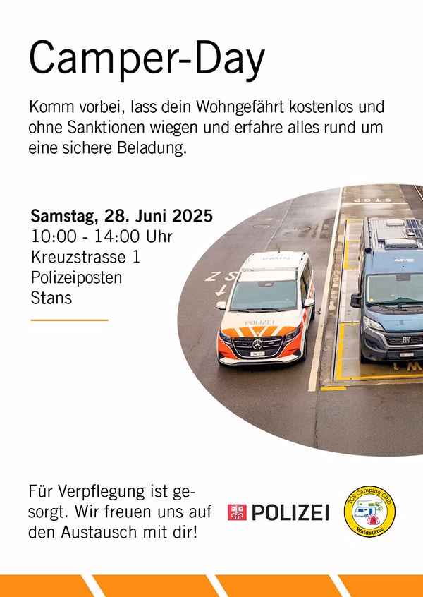 Kantonspolizei Nidwalden bietet kostenlosen Wiegetag für Camper an!