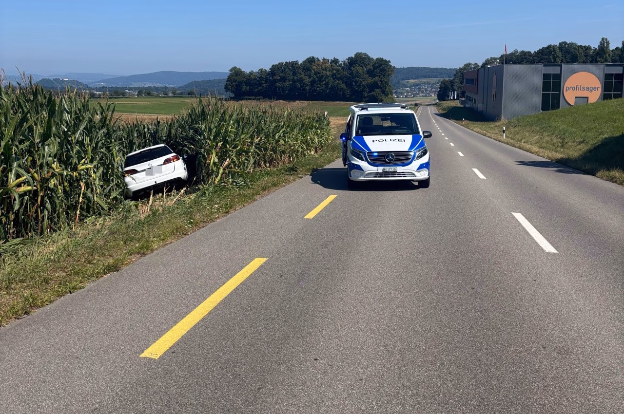 Schockunfall bei Dürrenäsch: Auto prallt ins Maisfeld!